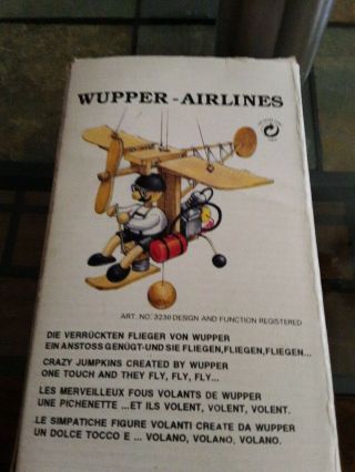 Wupper Airlines Wooden Hanging Vintage Bouncing Flying Man -