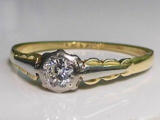 An Antique 18ct Solid Gold Platinum Set Diamond Solitaire Ring Uk N1/2