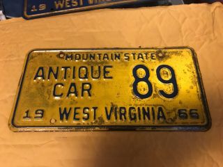 1966 West Virginia Antique Car License Plate 89