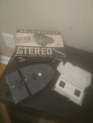 Vintage Brumberger Stereo Viewer - 35 Mm Slides In 3 - D -,  Box Of Slides