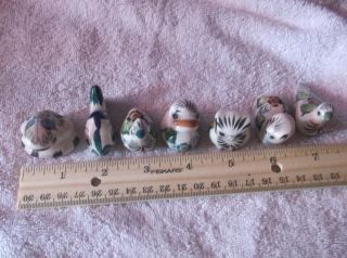 Vintage Collectible Made In Mexico Miniature Ceramic Floral Painted Animals