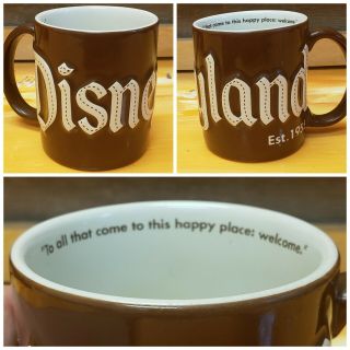 Vintage Disneyland Riased 3d Coffee Mug Est 1955 Rare Brown