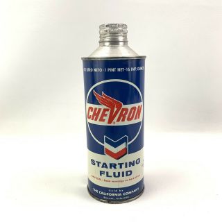 Vtg Cone Top 1954 Chevron Flying V Starting Fluid Can Tin -