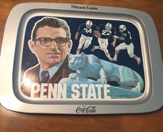 Joe Paterno Penn State Nittany Lions Coca Cola Vintage Metal Serving Tray