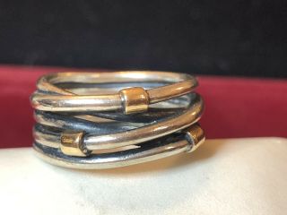 Vintage Sterling Silver Authentic Pandora Ale Signed Ring Rope Gold