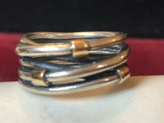 VINTAGE STERLING SILVER AUTHENTIC PANDORA ALE SIGNED RING ROPE GOLD 3