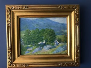 Antique American Impressionist England Landscape Oil Painting Gilt Frame