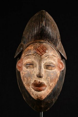 10871 African Old Punu Mask Gabon Wood Carved