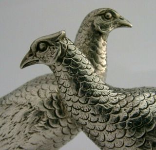 Quality English Silver Plated Table Pheasants Figures C1950 Hunting Shooting