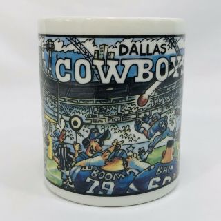 Dallas Cowboys Vintage 80’s Nfl Coffee Mug Bruce Day Cartoon By Custom Edge