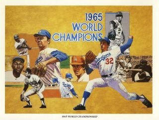 1984 Union Oil Dodgers " 1965 World Championship " Print / Drysdale Koufax