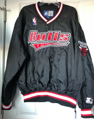 Mens Starter Chicago Bulls Vintage 90s Windbreaker Jacket Size Xl Warm Up