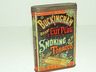 1926 Vintage Buckingham Cut Plug Smoking Tobacco Pocket Tin Litho,  Advertising