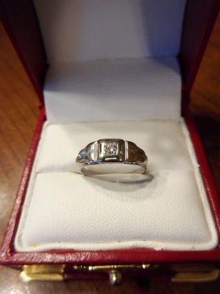 Antique Art Deco 14k White Gold European Cut Diamond Engagement Ring (333)