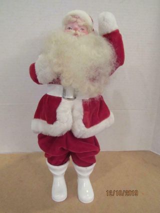 Vintage Harold Gale Santa 14 " Very Red Velvet Suit White Boots