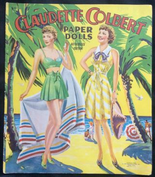 Claudette Colbert Paper Dolls,  Uncut Book,  1943,  6 Pgs Clothes