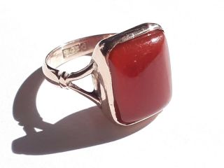 Antique 9ct Rose Gold Agate Ring.  Size K
