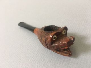 Novelty Vintage Hand Carved Briar Smoking Wood Pipe Crocodile Head