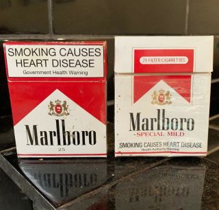 Set Of 2 X Marlboro Empty Cigarette Tobacco Vintage Packets