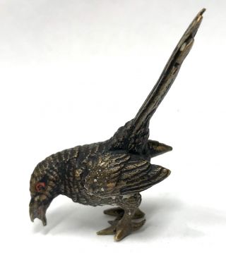 Antique Austrian Cold Painted Bronze Miniature Crow In The Style Of Bergman