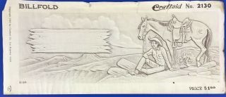 Vtg Craftaid Leather Billfold Template 2130 Cowboy Horse 1953 Craftool Pattern