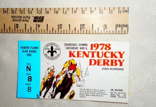 1978 Kentucky Derby Ticket Sec N Box 8 Seat 8 Horse Race Track