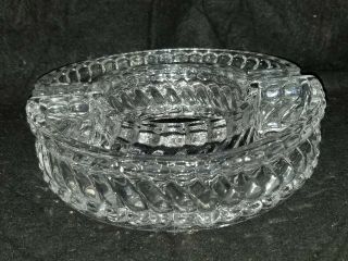 Antique Baccarat Glass Crystal Swirl Table Centerpiece 2 Half Circles Signed