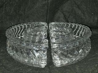 ANTIQUE BACCARAT GLASS CRYSTAL SWIRL TABLE CENTERPIECE 2 half circles signed 2
