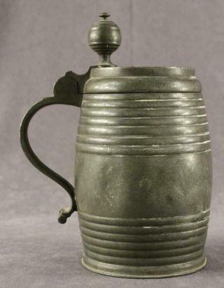 Antique Pewter Metalware Georgian Period Lidded Barrel Beer Stein Dsw 1815