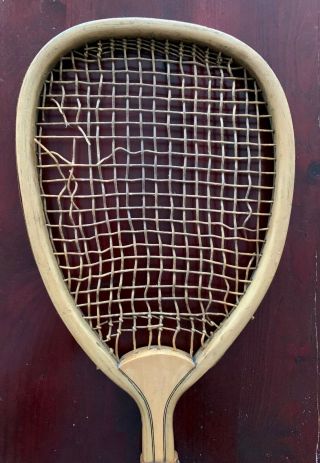 Early G.  G.  Bussey Antique Vintage Tennis Racket Slight Tilt Top c.  1885 2