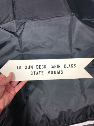 Ss United States Line Real Plastic Sun Deck Cabin Class State Rooms Sign