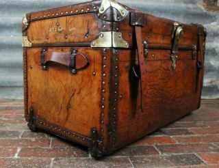 Solid Leather Antique Coaching Trunk Very Rare