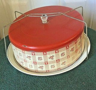 Vintage Red And White Cake Carrier