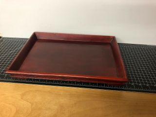 Vintage Japanese Red Wood Platter Tray Signed 16x11x2”