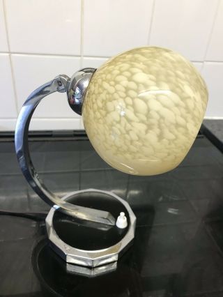 Antique Art Deco Table Lamp Chrome Shade Vintage French Art Deco Wall Light