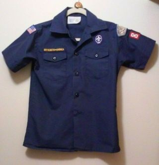 Boy Scouts Of America Shirt Patches Youth Medium Troop 812 /vtg Wolf Scarf Slide