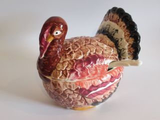 Vintage Ceramic Small Thanksgiving Turkey Soup Tureen W/ladle - Japan 4c