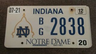 Indiana 2012 Notre Dame University Embossed License Plate,