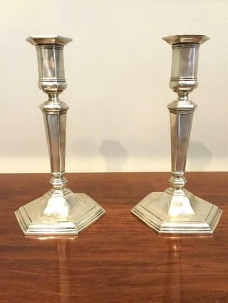 Art Deco Tiffany & Co.  Sterling Silver Candlesticks Hexagon Shaped