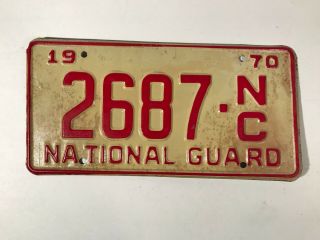 1970 Vintage North Carolina Nc National Guard License Plate 2687