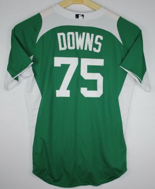 Detroit Tigers Game Worn Jersey St.  Patrick ' s Day Darin Downs 2012 Majestic 2