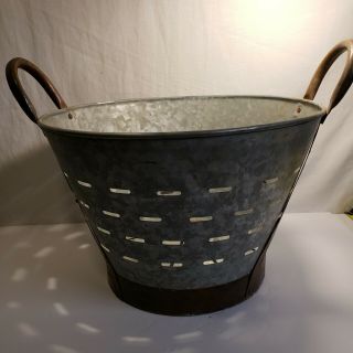 Olive Bucket Vintage Large,  11 Inch Authentic Found Olive Basket,  Indoor Outdoor
