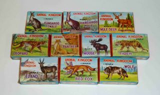 Vintage 1960s Marx Animal Kingdom,  10 Figures In Boxes,