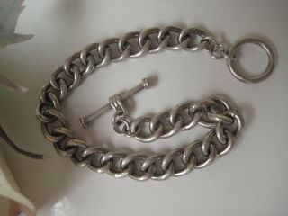 Vintage Sterling Silver 925 A Chunky Link Chain Bracelet With Toggle Clasp 21.  8g