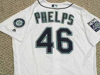 Phelps 46 Size 48 2017 Seattle Mariners Game Jersey White 40th Mlb Holo