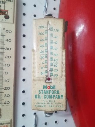 Vintage Mobil Oil Advertising Thermometer Stanford Oil Co.  Stoneville Nc
