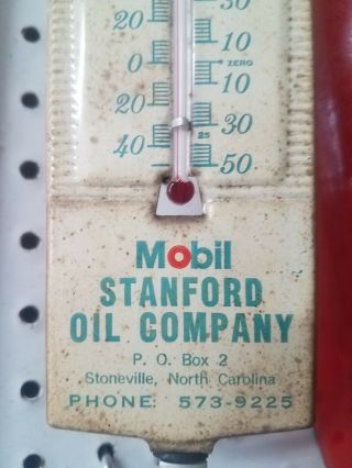 Vintage Mobil Oil Advertising Thermometer Stanford Oil Co.  Stoneville NC 3