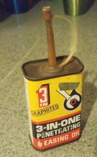 Vintage 3 In 1 Graphited Oil Can 100ml 3.  5fl.  Oz Automobilia 3 In One - Empty Can