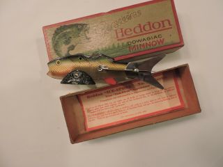 Rare Vintage Heddon Ice Spook Fish Decoy And Insert Tag - Heddon Lure