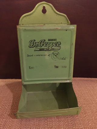 Vintage Tin Dr Pepper Advertising Match Holder